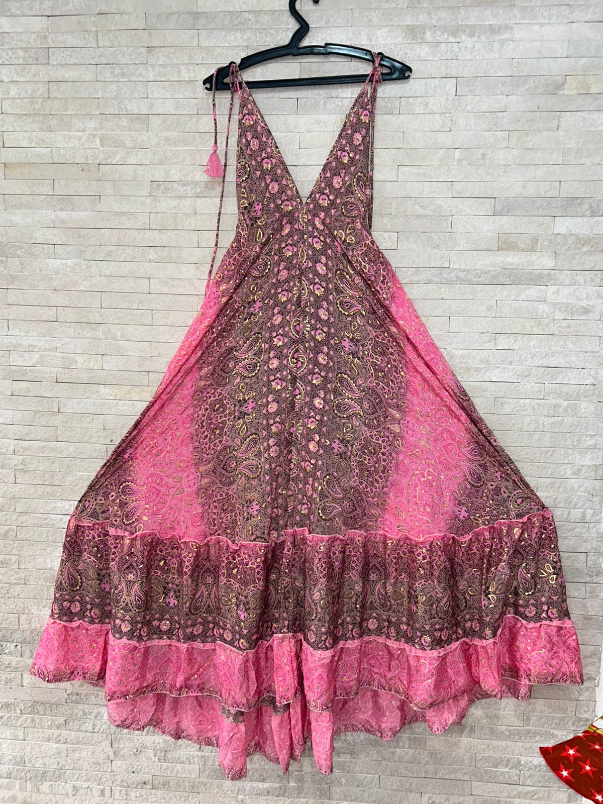 🔴 Vestido Longo Indiano - Cores Vermelhas  | Tam. Único 002