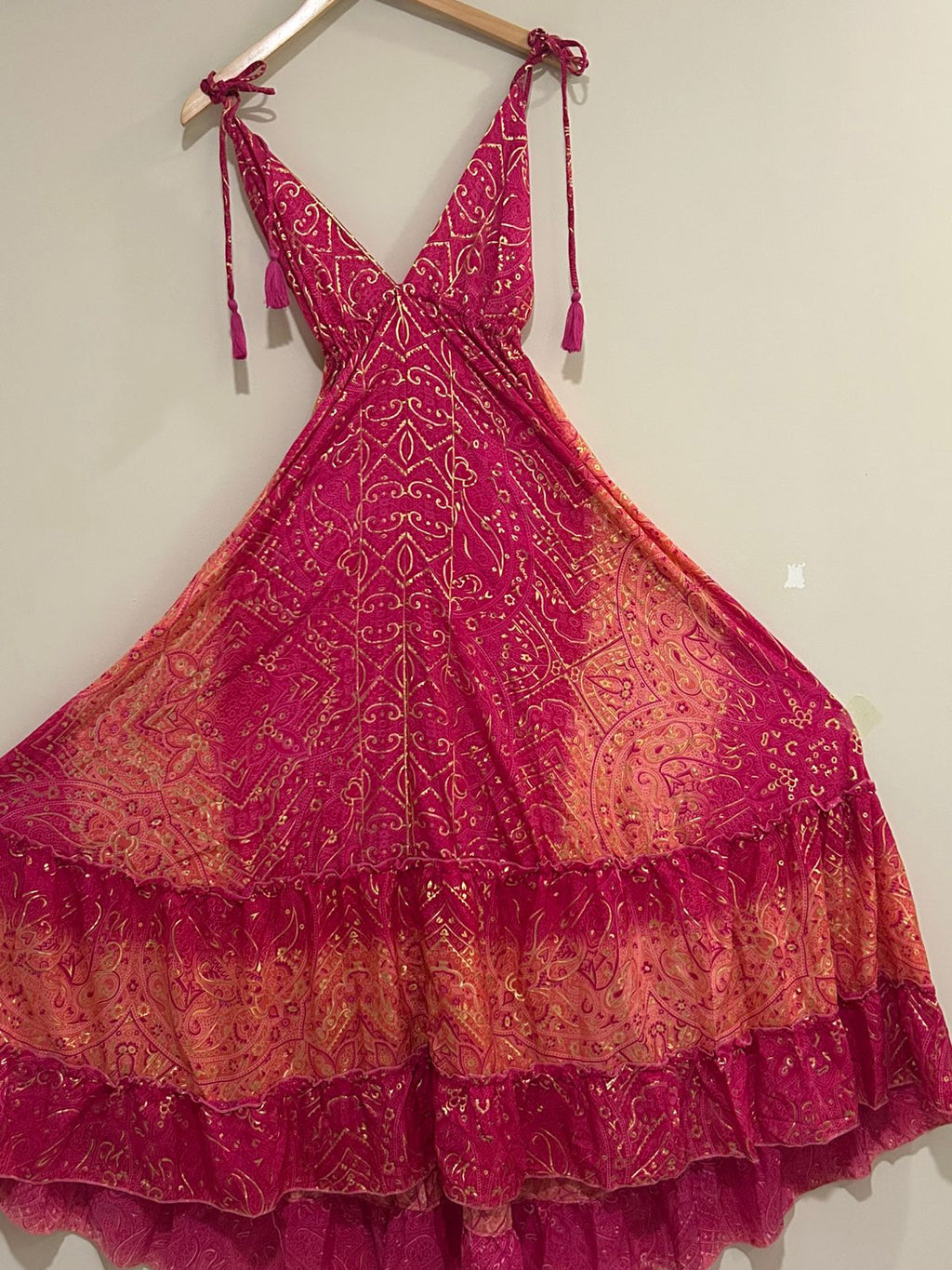 🔴 Vestido Longo Indiano - Cores Vermelhas  | Tam. Único 002