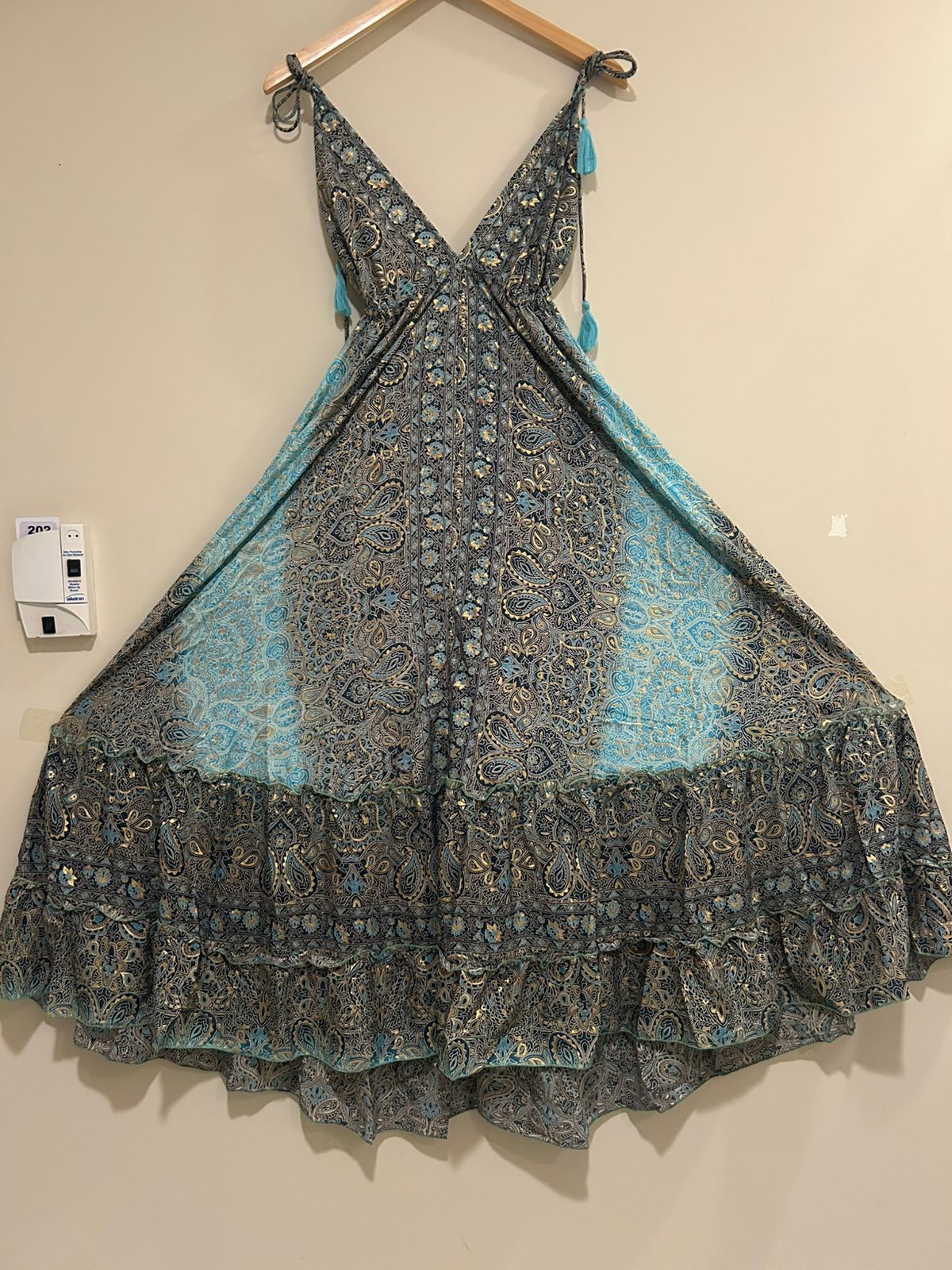 🔵 Vestido Longo Indiano - Cores Azuis | Tam. Único 003