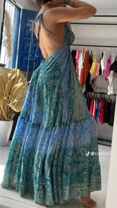 Vestido longo indiano - Várias cores | Tam. Único 001