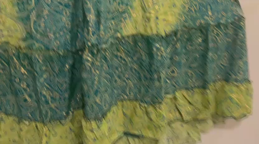 🟢 Vestido Longo Indiano - Cores Verdes  | Tam. Único 004