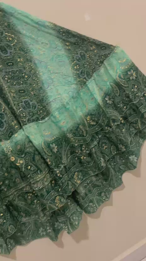 🟢 Vestido Longo Indiano - Cores Verdes  | Tam. Único 004