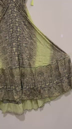 🟢 Vestido Longo Indiano - Cores Verdes  | Tam. Único 004